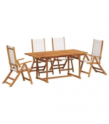 vidaXL 5 Piece Garden Dining Set Solid Wood Acacia and Textilene