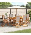 vidaXL 7 Piece Garden Dining Set Solid Wood Acacia and Textilene