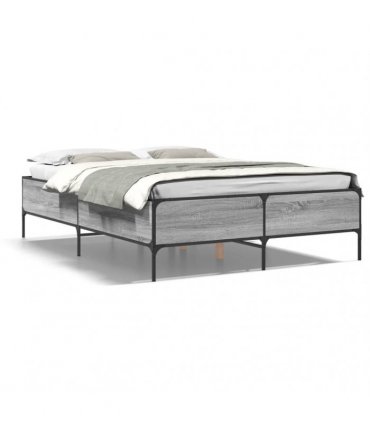 vidaXL Bed Frame without Mattress Grey Sonoma 160x200 cm