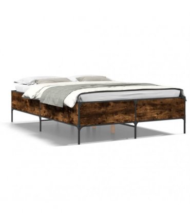 vidaXL Bed Frame without Mattress Smoked Oak 150x200 cm