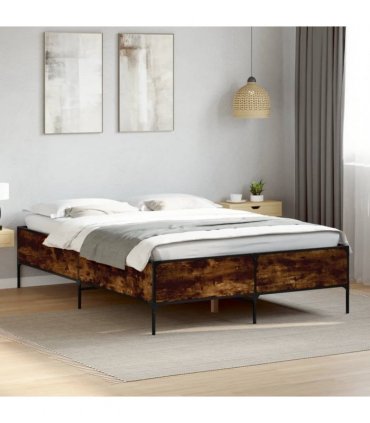 vidaXL Bed Frame without Mattress Smoked Oak 140x200 cm