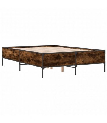 vidaXL Bed Frame without Mattress Smoked Oak 140x200 cm