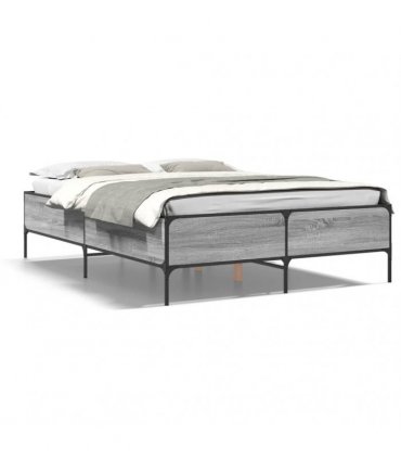 vidaXL Bed Frame without Mattress Grey Sonoma 140x190 cm