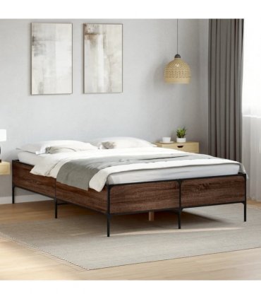 vidaXL Bed Frame without Mattress Brown Oak 140x190 cm
