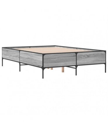 vidaXL Bed Frame without Mattress Grey Sonoma 135x190 cm