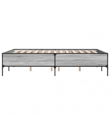 vidaXL Bed Frame without Mattress Grey Sonoma 135x190 cm