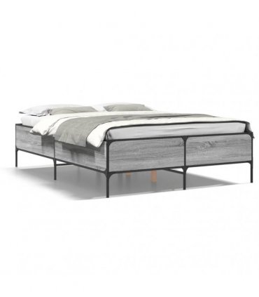 vidaXL Bed Frame without Mattress Grey Sonoma 120x190 cm