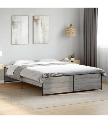 vidaXL Bed Frame without Mattress Grey Sonoma 150x200 cm