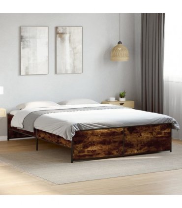 vidaXL Bed Frame without Mattress Smoked Oak 140x200 cm