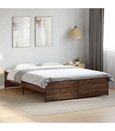 vidaXL Bed Frame without Mattress Brown Oak 140x200 cm
