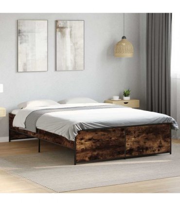 vidaXL Bed Frame without Mattress Smoked Oak 120x200 cm