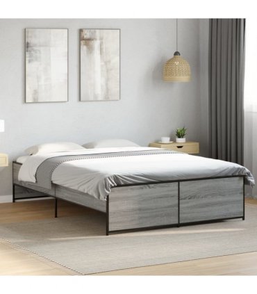 vidaXL Bed Frame without Mattress Grey Sonoma 120x200 cm