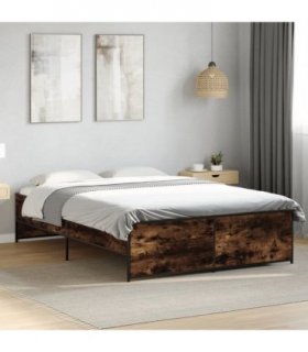 vidaXL Bed Frame without Mattress Smoked Oak 140x190 cm
