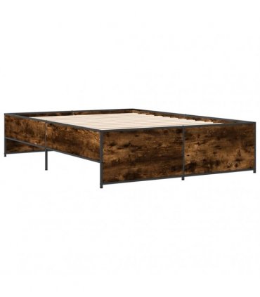 vidaXL Bed Frame without Mattress Smoked Oak 140x190 cm