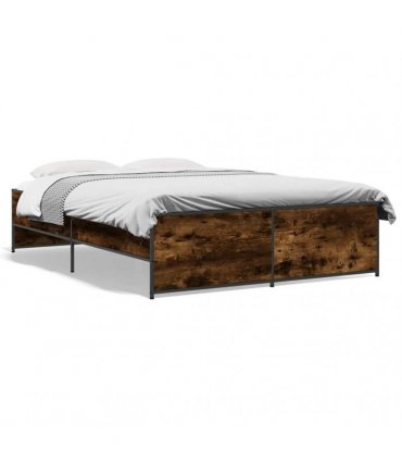 vidaXL Bed Frame without Mattress Smoked Oak 135x190 cm