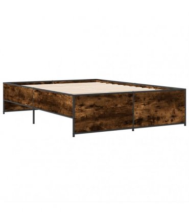 vidaXL Bed Frame without Mattress Smoked Oak 135x190 cm