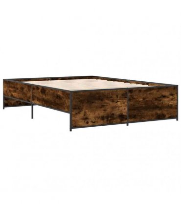 vidaXL Bed Frame without Mattress Smoked Oak 135x190 cm