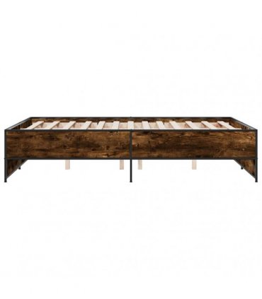 vidaXL Bed Frame without Mattress Smoked Oak 135x190 cm