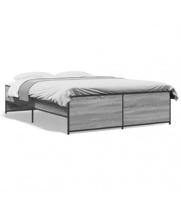 vidaXL Bed Frame without Mattress Grey Sonoma 135x190 cm