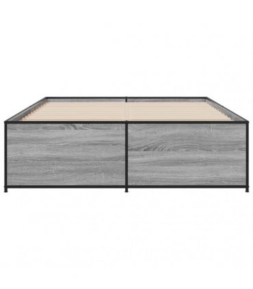 vidaXL Bed Frame without Mattress Grey Sonoma 135x190 cm
