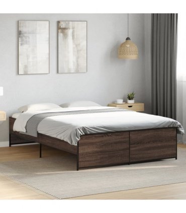 vidaXL Bed Frame without Mattress Brown Oak 135x190 cm