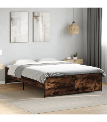 vidaXL Bed Frame without Mattress Smoked Oak 120x190 cm