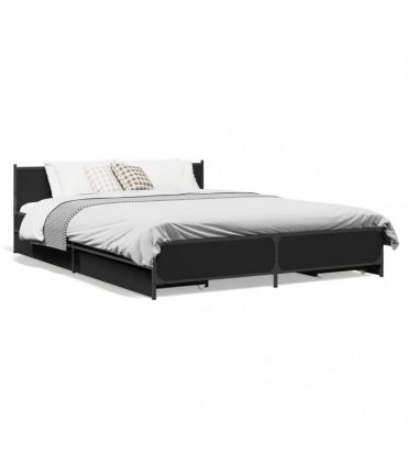 vidaXL Bed Frame with Drawers without Mattress Black 135x190 cm