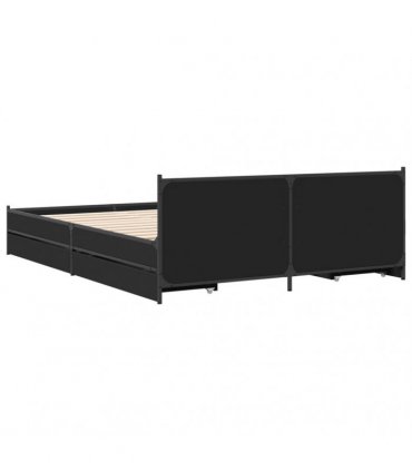 vidaXL Bed Frame with Drawers without Mattress Black 135x190 cm