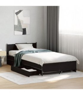 vidaXL Bed Frame with Drawers without Mattress Black 75x190 cm