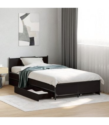vidaXL Bed Frame with Drawers without Mattress Black 75x190 cm