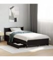 vidaXL Bed Frame with Drawers without Mattress Black 75x190 cm