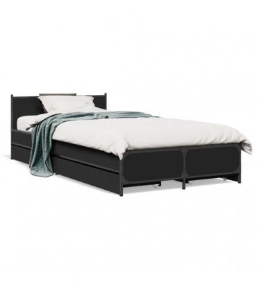 vidaXL Bed Frame with Drawers without Mattress Black 75x190 cm