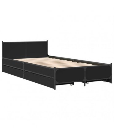 vidaXL Bed Frame with Drawers without Mattress Black 75x190 cm