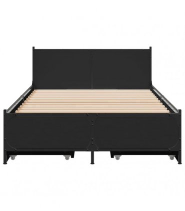vidaXL Bed Frame with Drawers without Mattress Black 75x190 cm
