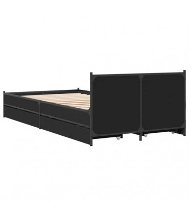 vidaXL Bed Frame with Drawers without Mattress Black 75x190 cm
