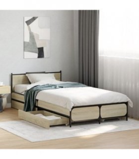 vidaXL Bed Frame with Drawers without Mattress Sonoma Oak 75x190 cm