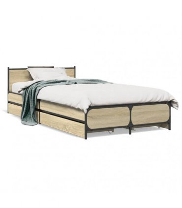 vidaXL Bed Frame with Drawers without Mattress Sonoma Oak 75x190 cm