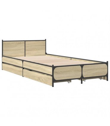 vidaXL Bed Frame with Drawers without Mattress Sonoma Oak 75x190 cm