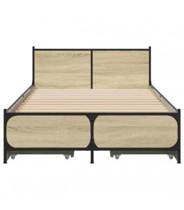 vidaXL Bed Frame with Drawers without Mattress Sonoma Oak 75x190 cm