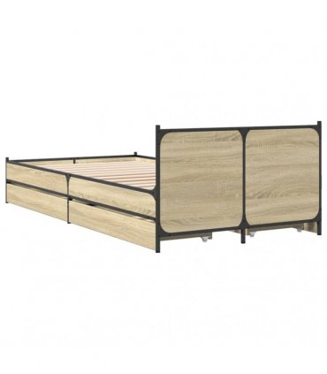 vidaXL Bed Frame with Drawers without Mattress Sonoma Oak 75x190 cm