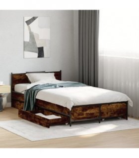 vidaXL Bed Frame with Drawers without Mattress Smoked Oak 75x190 cm