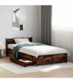 vidaXL Bed Frame with Drawers without Mattress Smoked Oak 75x190 cm