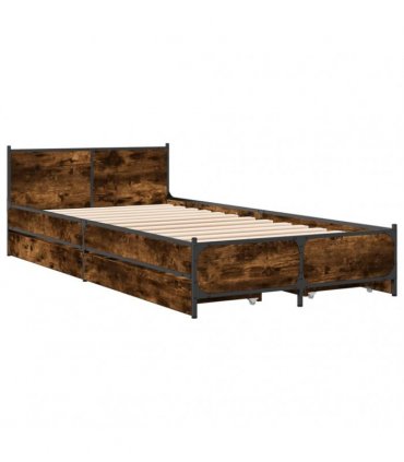 vidaXL Bed Frame with Drawers without Mattress Smoked Oak 75x190 cm