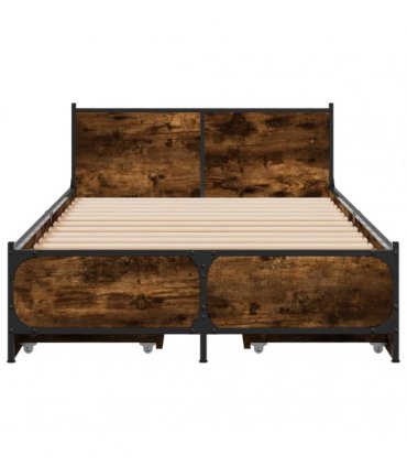 vidaXL Bed Frame with Drawers without Mattress Smoked Oak 75x190 cm