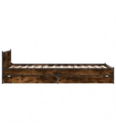 vidaXL Bed Frame with Drawers without Mattress Smoked Oak 75x190 cm