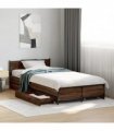 vidaXL Bed Frame with Drawers without Mattress Brown Oak 75x190 cm