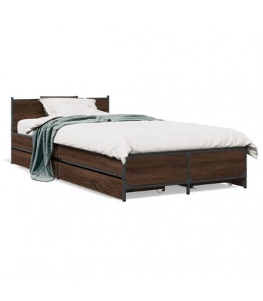 vidaXL Bed Frame with Drawers without Mattress Brown Oak 75x190 cm