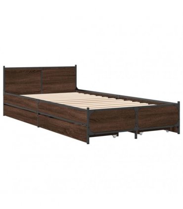 vidaXL Bed Frame with Drawers without Mattress Brown Oak 75x190 cm