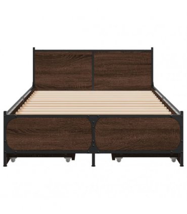 vidaXL Bed Frame with Drawers without Mattress Brown Oak 75x190 cm