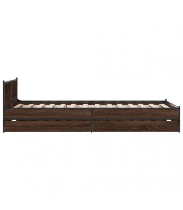vidaXL Bed Frame with Drawers without Mattress Brown Oak 75x190 cm